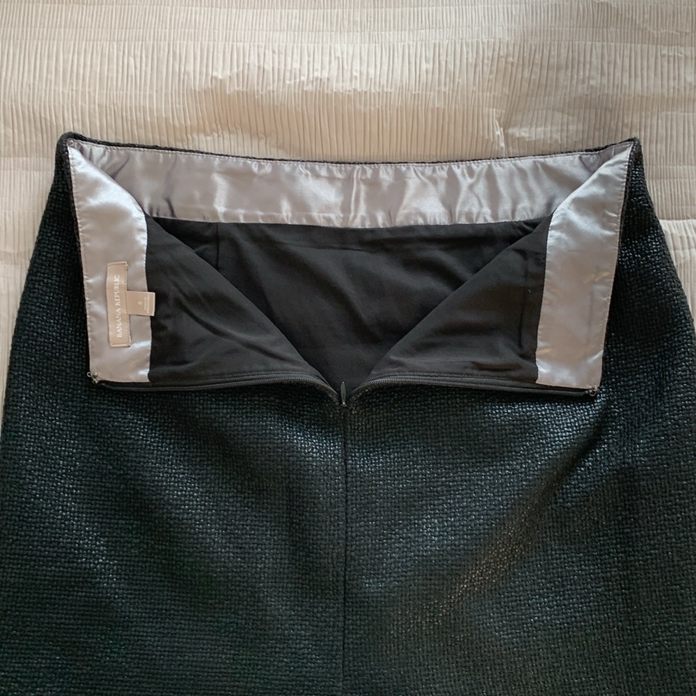 BANANA REPUBLIC Women’s‎ Skirt Black Pebble Textured Leather-Look Sheen Lined 8 - Picture 5 of 15